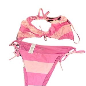 Aerie Pink Striped Bikini Set